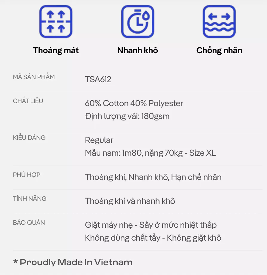 Áo thun Tshirt nam Regular Fit Cotton poly 180gsm mềm mại, chất mát, thoáng khí co giãn Coolmate