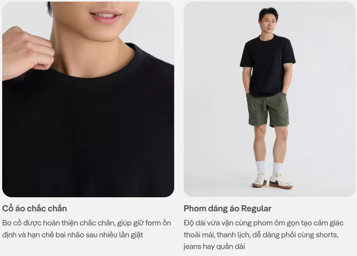 Áo thun Tshirt nam Regular Fit Cotton poly 180gsm mềm mại, chất mát, thoáng khí co giãn Coolmate