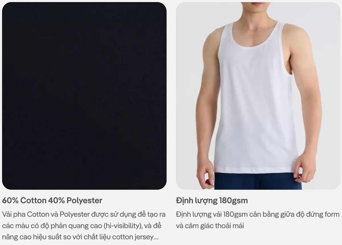 [MỚI]Áo Tanktop nam Regular Fit Cotton poly 180gsm mềm mại, chất mát, thoáng khí, co giãn Coolmate