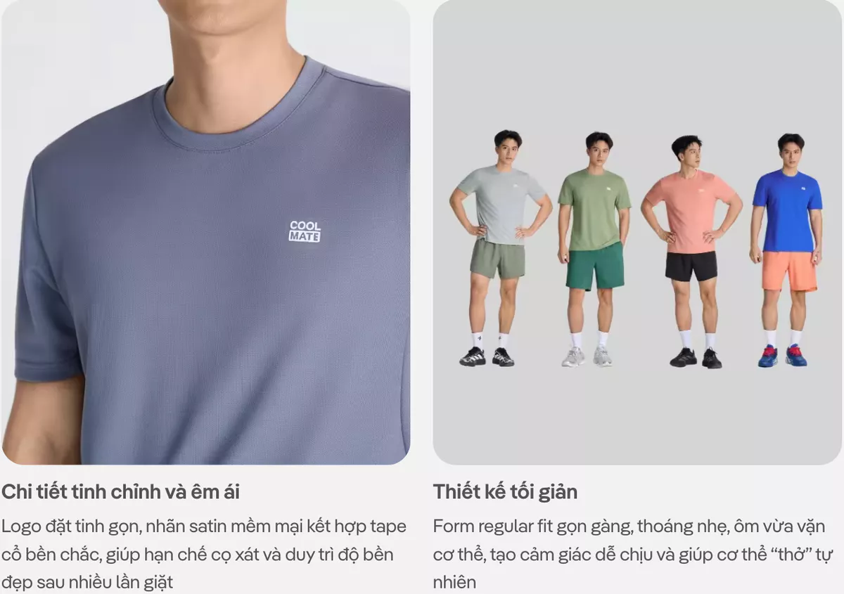COMBO 2 ÁO THUN thể thao Essentials công nghệ Exdry 2.0 tập Gym Pickleball thoáng khí Coolmate