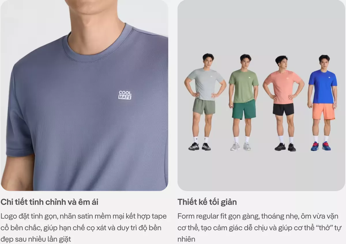 Set thể thao nam tập gym, chạy bộ Áo Thun Essential Quần Short Swift Run thoáng khí Coolmate
