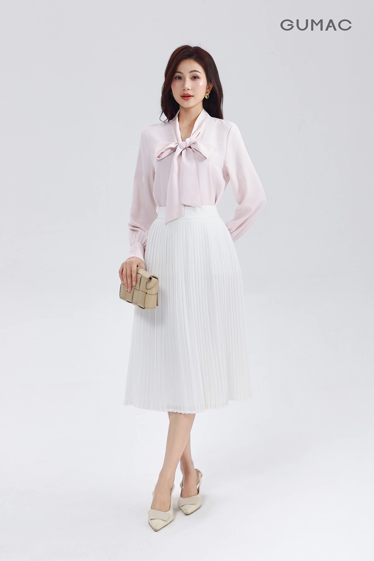Chân Váy Nữ GUMAC Form A Dập Ly Tôn Dáng Chất Liệu Chiffon Thoáng Mát Cao Cấp Thanh Lịch LVF0821