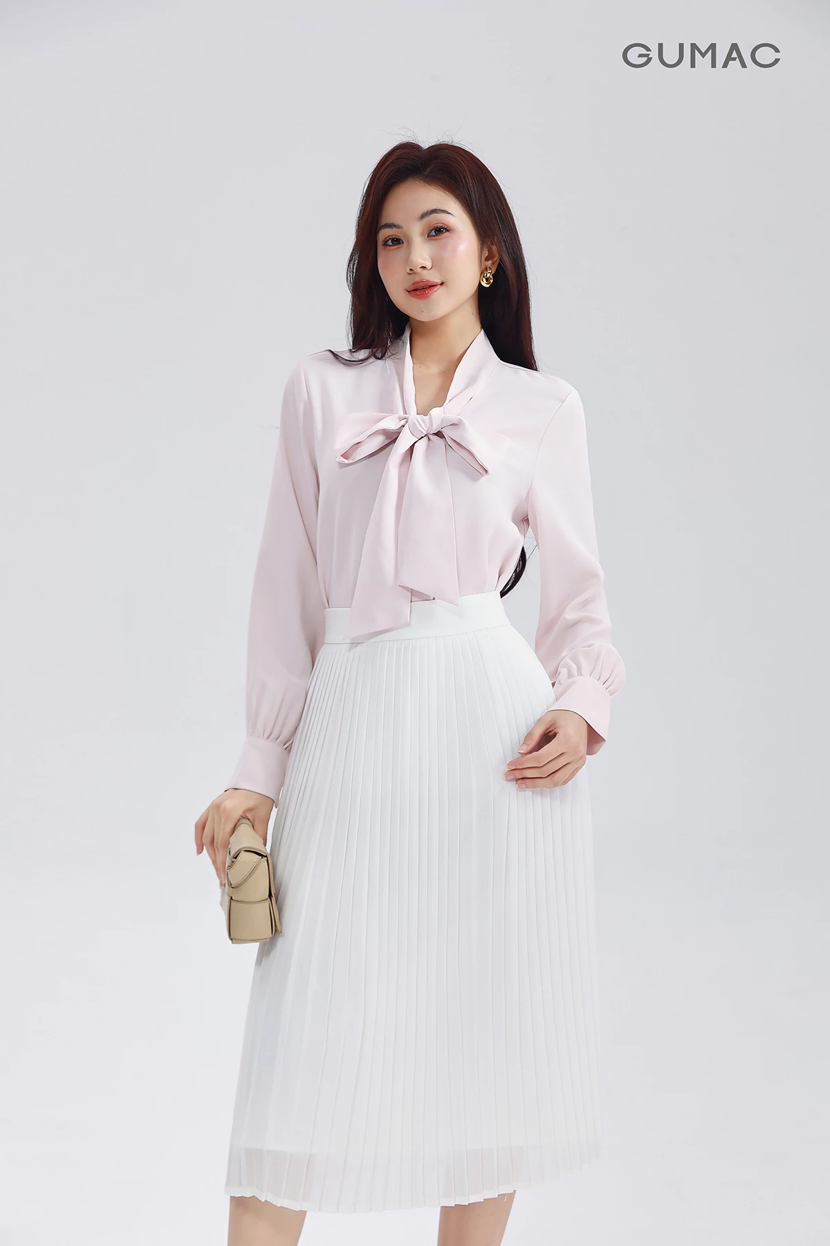 Chân Váy Nữ GUMAC Form A Dập Ly Tôn Dáng Chất Liệu Chiffon Thoáng Mát Cao Cấp Thanh Lịch LVF0821