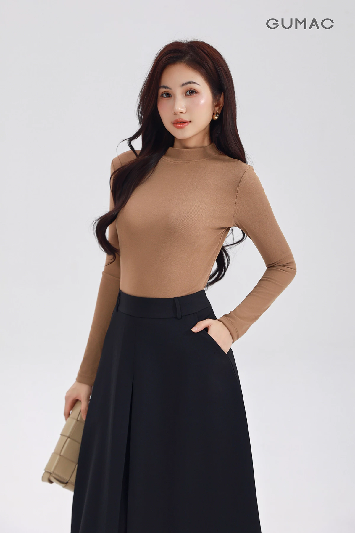 Áo Thun Nữ Dài Tay GUMAC Form Slim Cổ Cao Ôm Vừa Tôn Dáng Chống Nắng LATE0927 - LATG09038