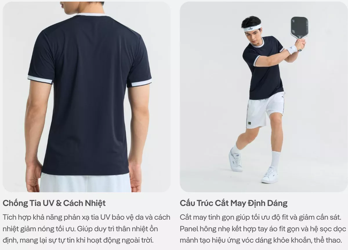 Áo thun thể thao nam cổ tròn Pickleball ZeroMark nhanh khô, Thoáng khí, Thấm hút tốt Coolmate