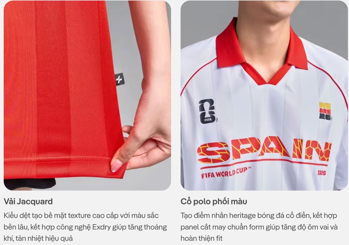 [VOUCHER 45%]Áo Polo nam nữ thể thao World Cup Spain Edition 26, Áo nhà vô địch, đội tuyển Tây Ban Nha