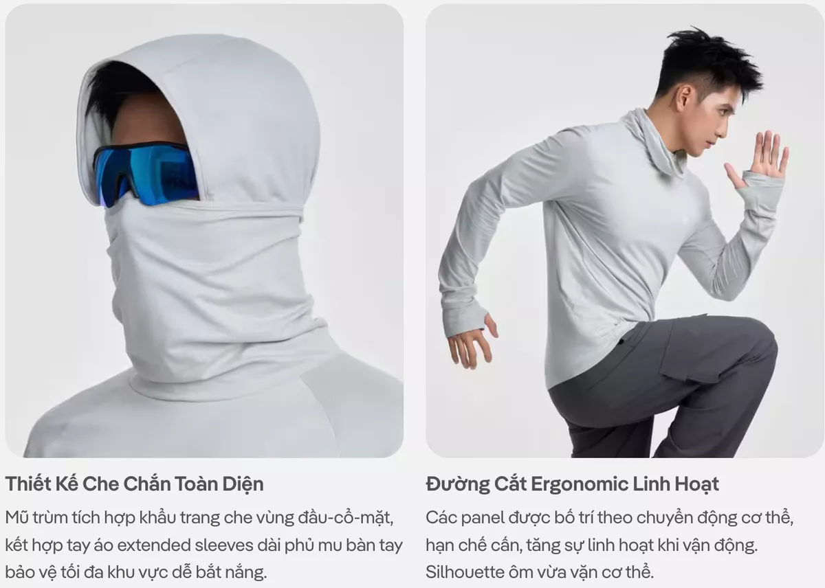 [TẶNG ÁO BA LỖ]Áo Hoodie Quick Dry Sun Protection UPF50 chống UV, áo đa năng câu cá, trekking, áo shipper Coolmate