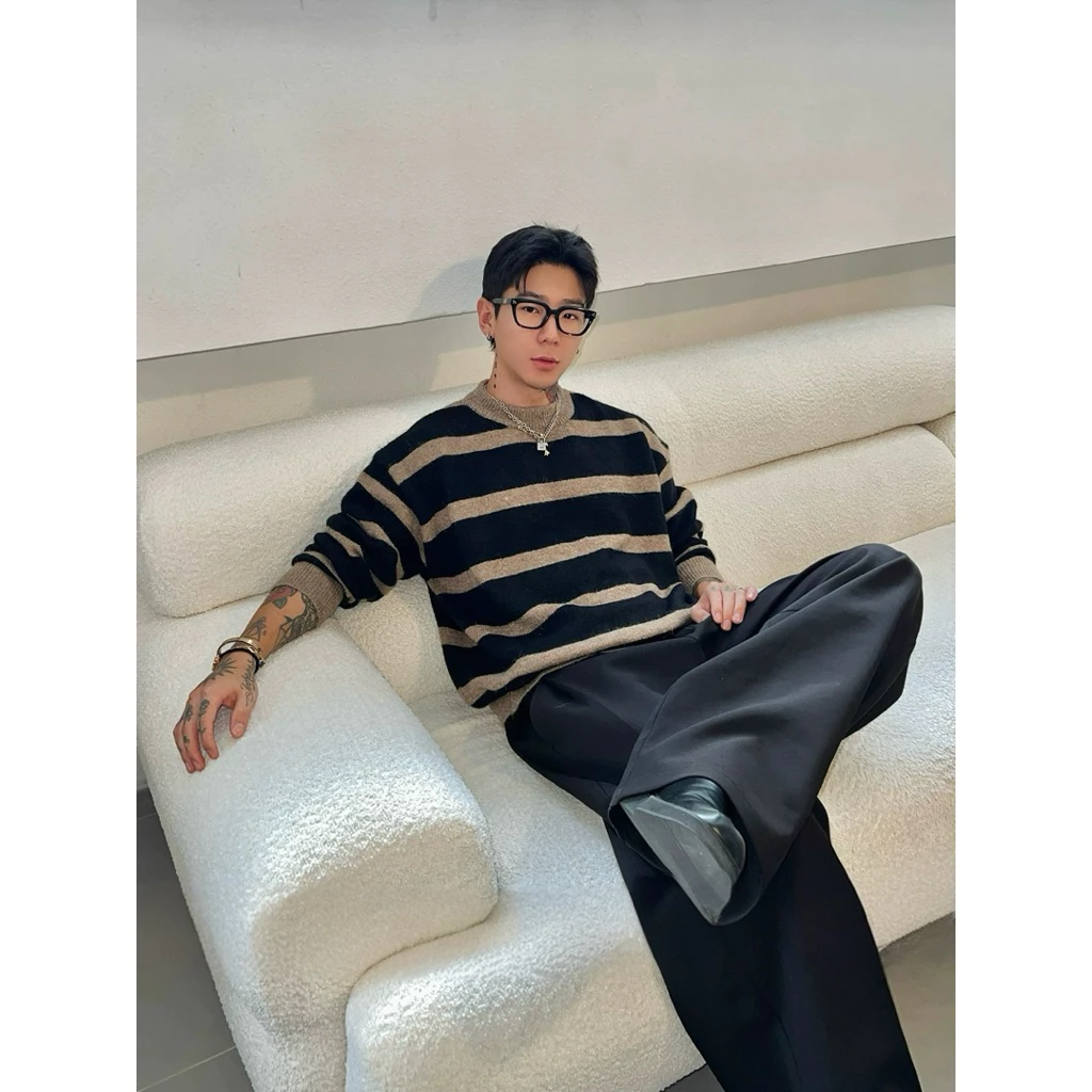 Áo Len Sweater Kẻ Sọc Đen 𝐂𝐎𝐎𝐋𝐂𝐑𝐄𝐖 Cổ Tròn Nam Nữ Unisex Form Rộng Phong Cách Hàn Quốc ALD 03 ALD075
