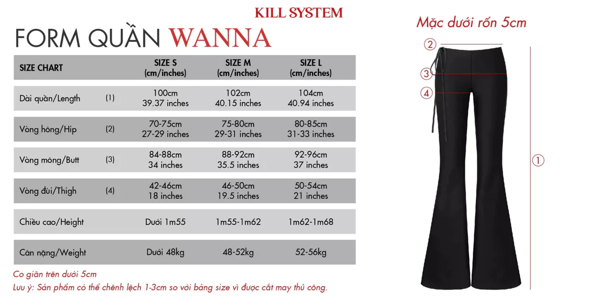 Quần loe dài cạp trễ thun dày dặn WANNA - KILLSYSTEM
