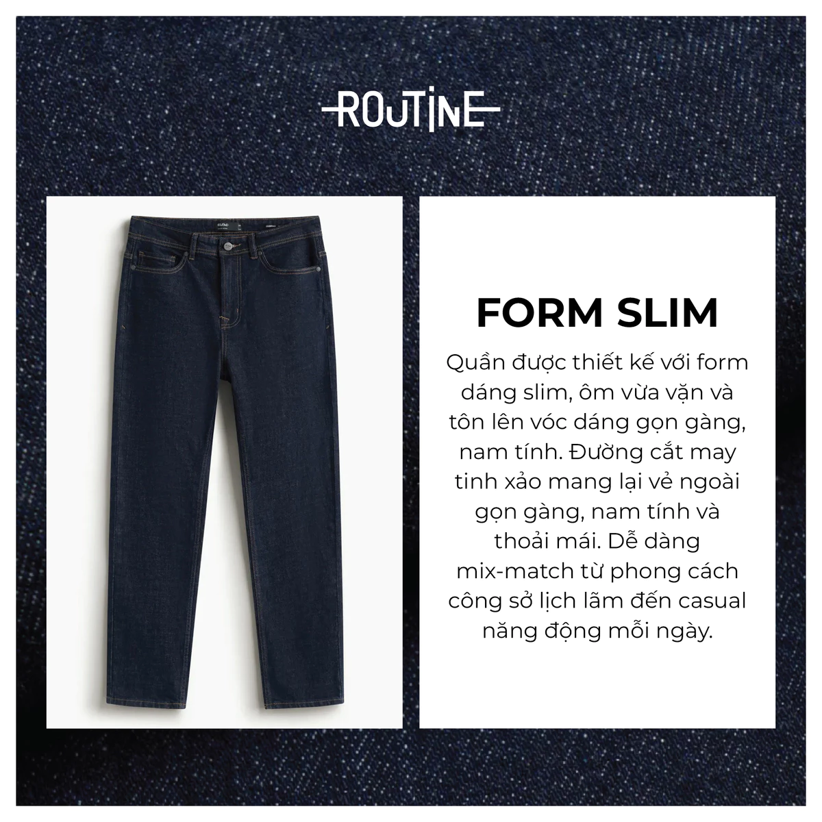 Quần Jean Nam Trơn Form Slim - Routine 10S25DPA103C
