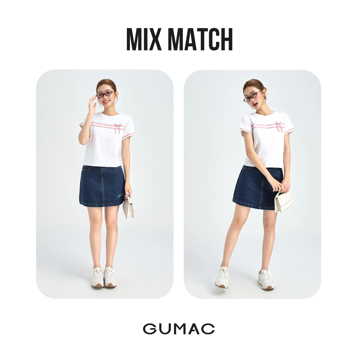 Áo Thun Nữ GUMAC Cổ Tròn Phối Bo Cổ Tay Ngắn Viền Tạo Kiểu 2 Dây Viền Phối Màu LATF0423