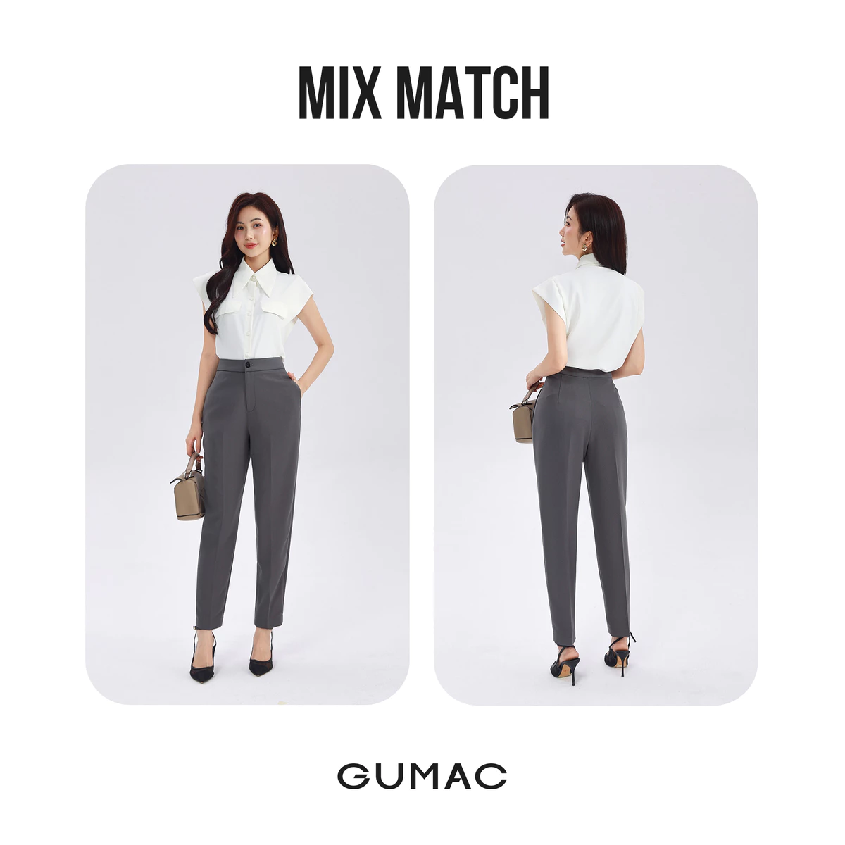 [MUA 2 GIẢM 80K] Quần Baggy Nữ 91cm GUMAC Quần Tây Ống Đứng Lưng Cao Bigsize Công Sở Chất Tuyết Mưa Cạp Cao LQF0110
