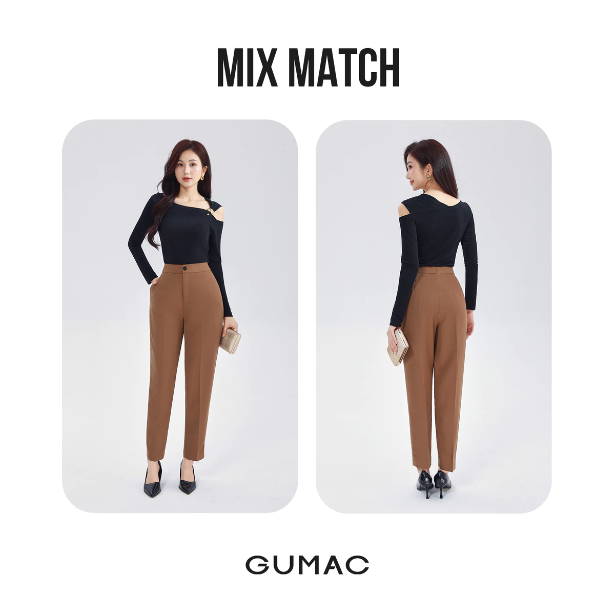 [MUA 2 GIẢM 80K] Quần Baggy Nữ 91cm GUMAC Quần Tây Ống Đứng Lưng Cao Bigsize Công Sở Chất Tuyết Mưa Cạp Cao LQF0110