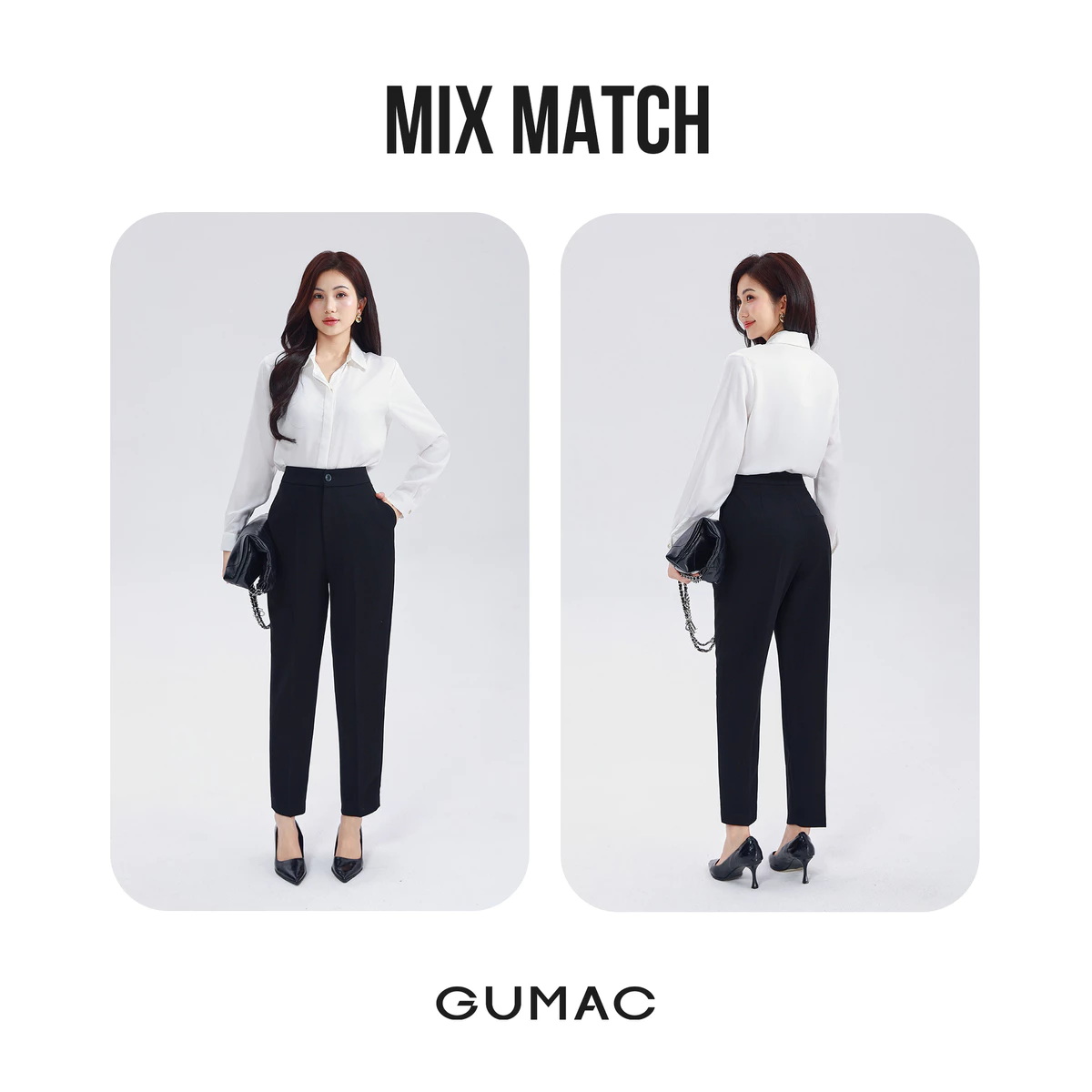[MUA 2 GIẢM 80K] Quần Baggy Nữ 91cm GUMAC Quần Tây Ống Đứng Lưng Cao Bigsize Công Sở Chất Tuyết Mưa Cạp Cao LQF0110
