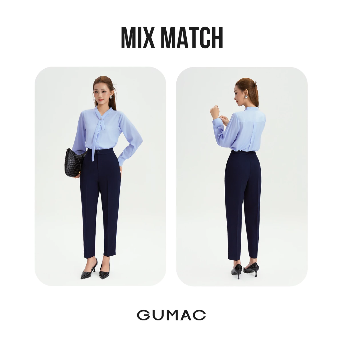 [MUA 2 GIẢM 80K] Quần Baggy Nữ 91cm GUMAC Quần Tây Ống Đứng Lưng Cao Bigsize Công Sở Chất Tuyết Mưa Cạp Cao LQF0110