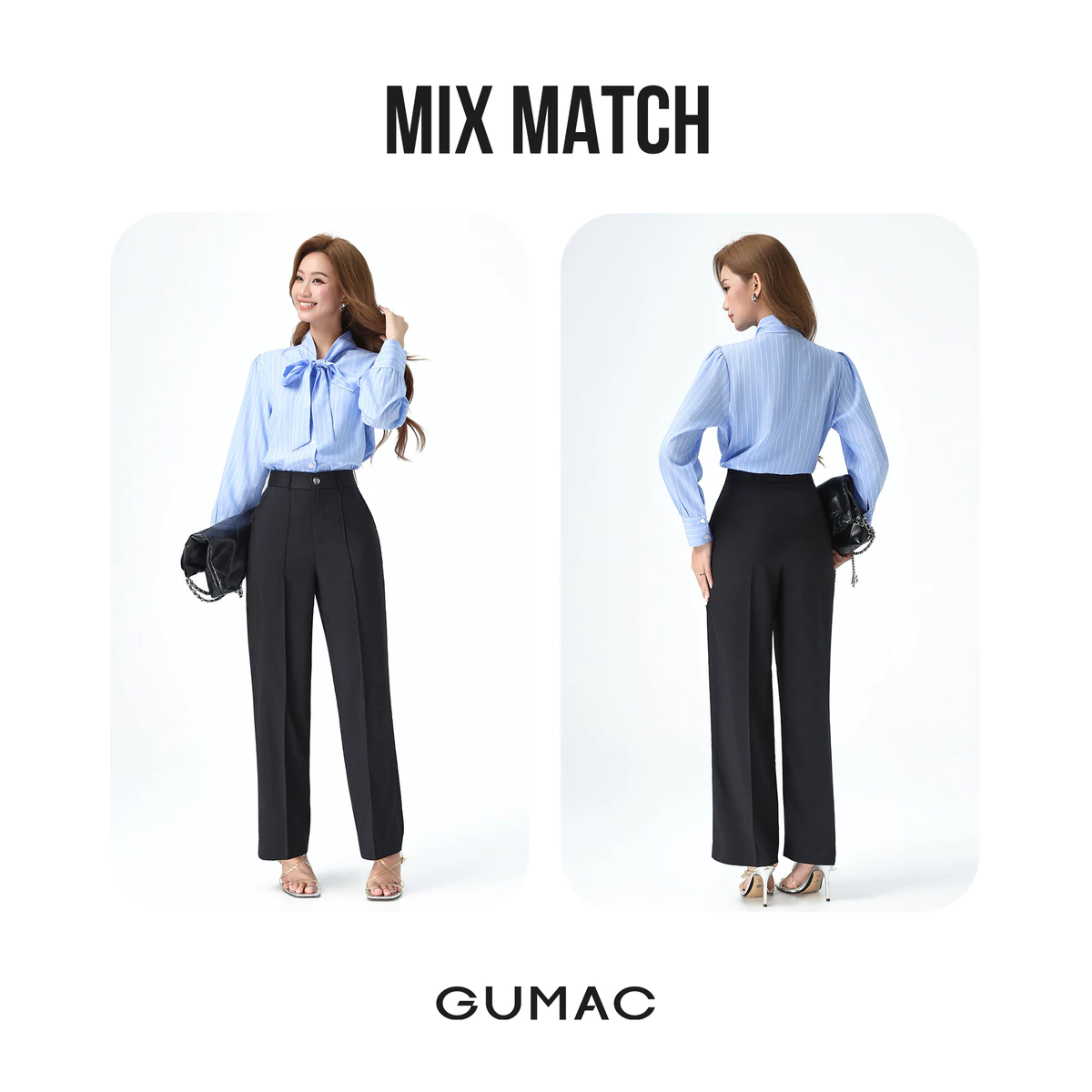 [NHẬP MÃ AFFTHAG GIẢM 99K] Quần Ống Suông Nữ 98cm GUMAC Quần Tây Công Sở Lưng Cao May Ly Chất Xược Hàn Tôn Dáng LQF0714