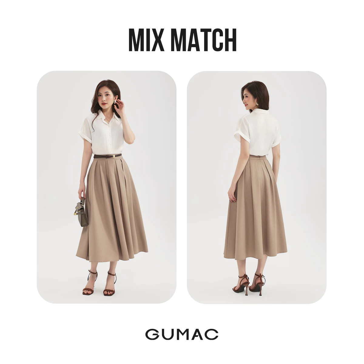 [MUA 2 GIẢM 80K] Chân Váy Xếp Ly Dáng Dài GUMAC Chân Váy A Lưng Cao Có Túi Vải Cotton Lạnh Cao Cấp LVE1001