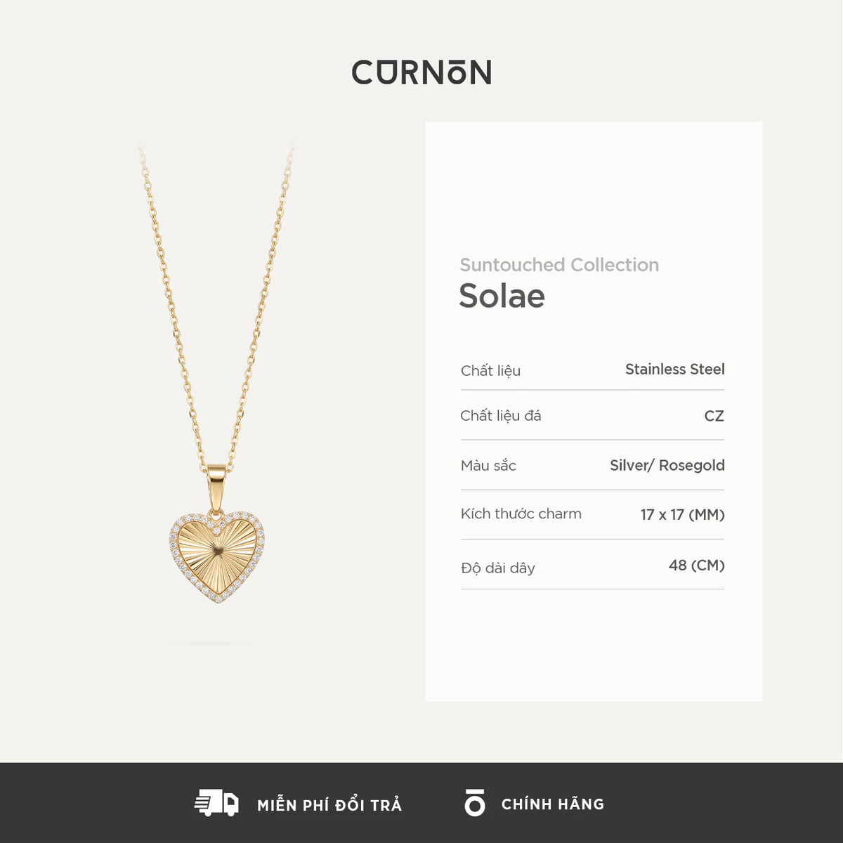Suntouched Collection - Bộ Sản Phẩm Trang Sức Dây Chuyền, Bông Tai Nữ Curnon - Chất Liệu Thép Không Gỉ