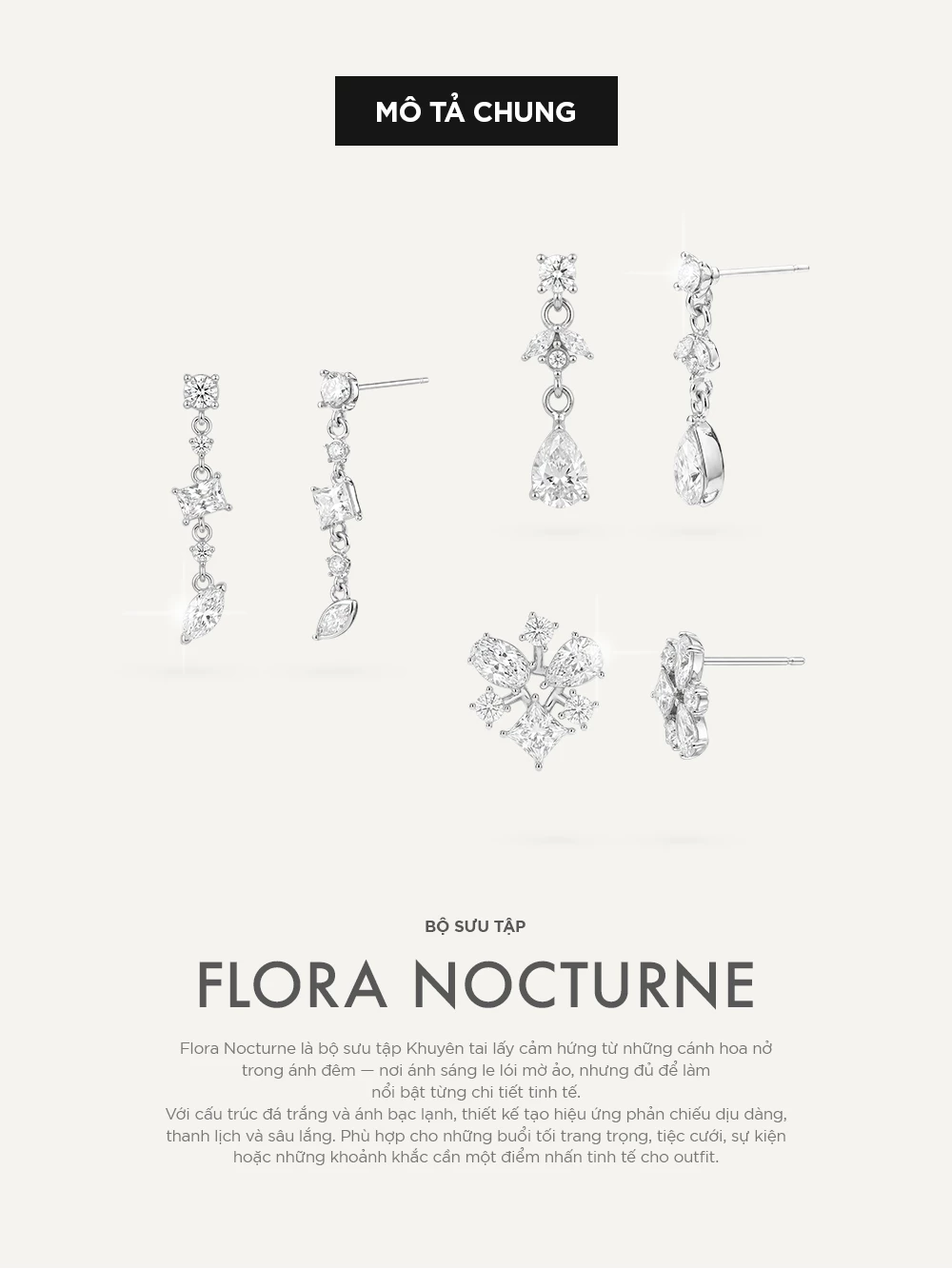 Flora Nocturne Earring Collection - Bộ Sưu Tập Khuyên Tai Nữ Thời Trang Curnon  - Thép Không Gỉ
