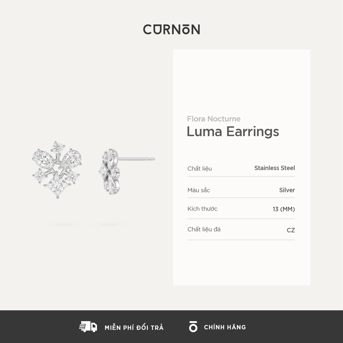 Flora Nocturne Earring Collection - Bộ Sưu Tập Khuyên Tai Nữ Thời Trang Curnon  - Thép Không Gỉ