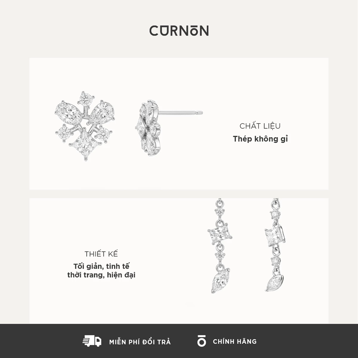 Flora Nocturne Earring Collection - Bộ Sưu Tập Khuyên Tai Nữ Thời Trang Curnon  - Thép Không Gỉ
