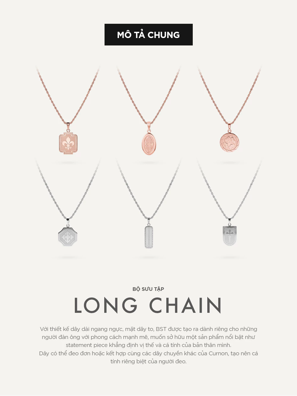 Bộ Sưu Tập Dây Chuyền Nam Curnon Long Chain Collection - Trang Sức Vòng Xích Phong Cách Mạnh Mẽ, Cá Tính