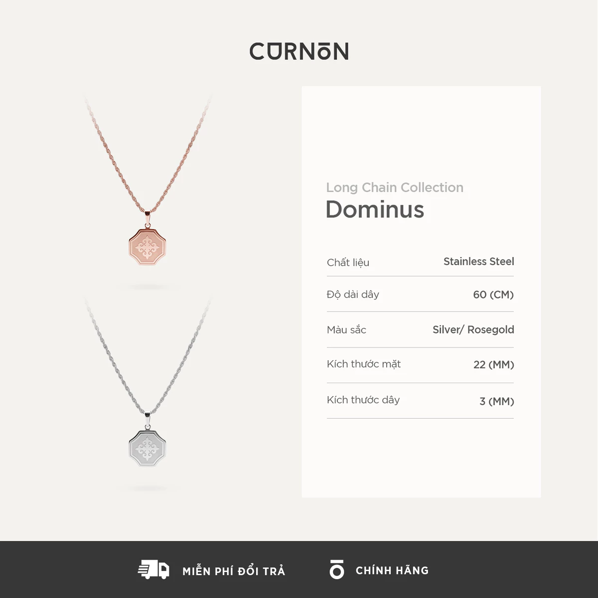Bộ Sưu Tập Dây Chuyền Nam Curnon Long Chain Collection - Trang Sức Vòng Xích Phong Cách Mạnh Mẽ, Cá Tính