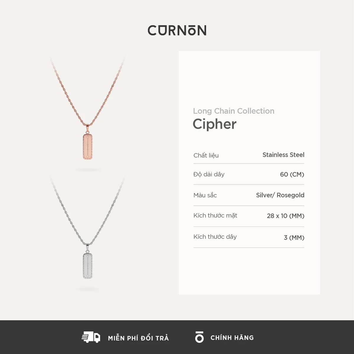 Bộ Sưu Tập Dây Chuyền Nam Curnon Long Chain Collection - Trang Sức Vòng Xích Phong Cách Mạnh Mẽ, Cá Tính