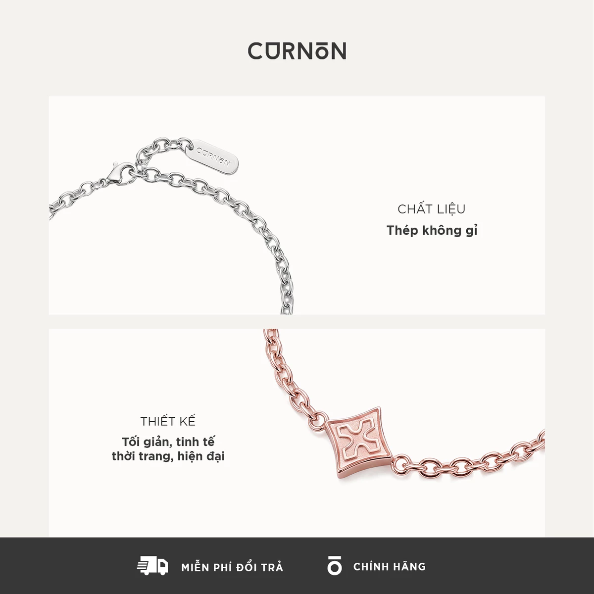 Bộ Sưu Tập Vòng Tay Nam Curnon The Cross Collection- Trang Sức Vòng Xích Phong Cách Mạnh Mẽ, Cá Tính - Thép Không Gỉ