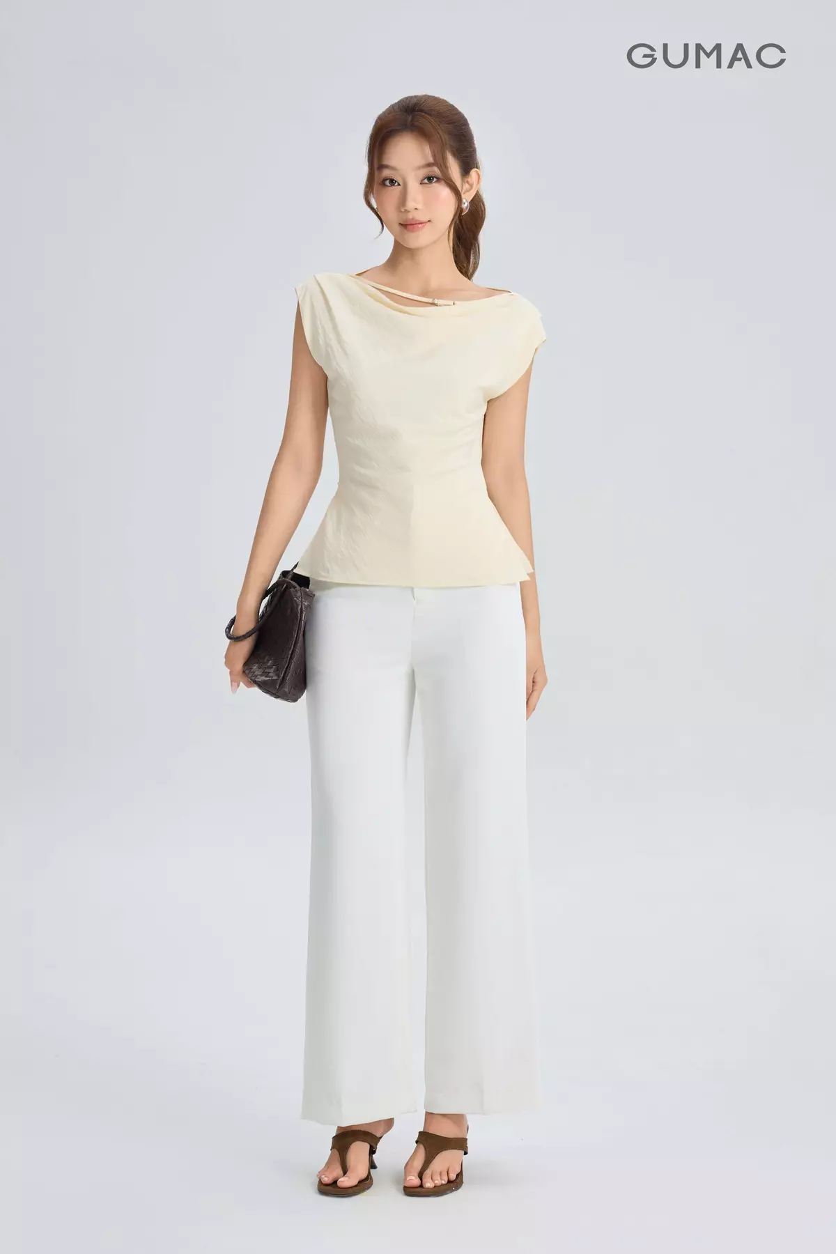 Quần Tây Nữ GUMAC Form Ống Rộng Chất Cotton Silk Mềm Mịn Cao Cấp BQE00007 - QG06022