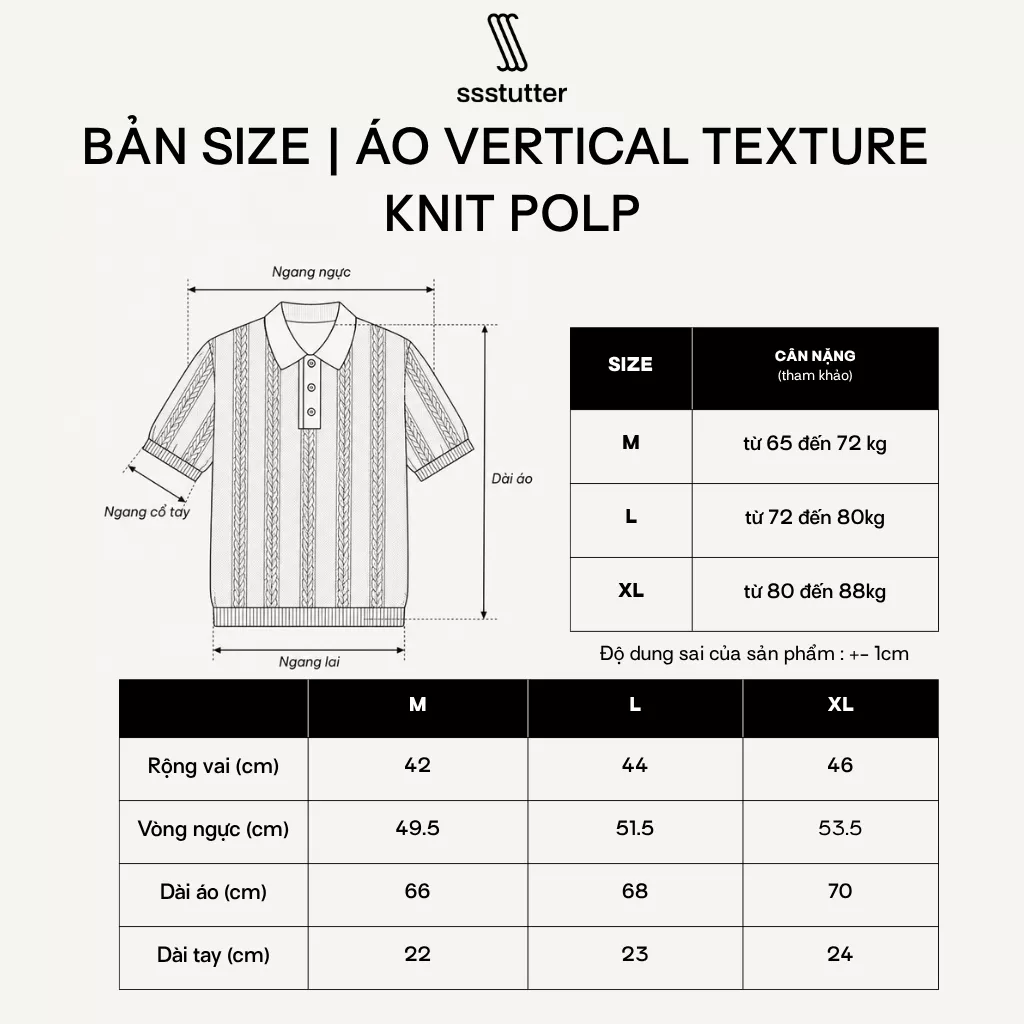 Áo Polo Nam SSSTUTTER Vertical Texture Polo Form Regular Dệt Kim Cao Cấp Sang Trọng