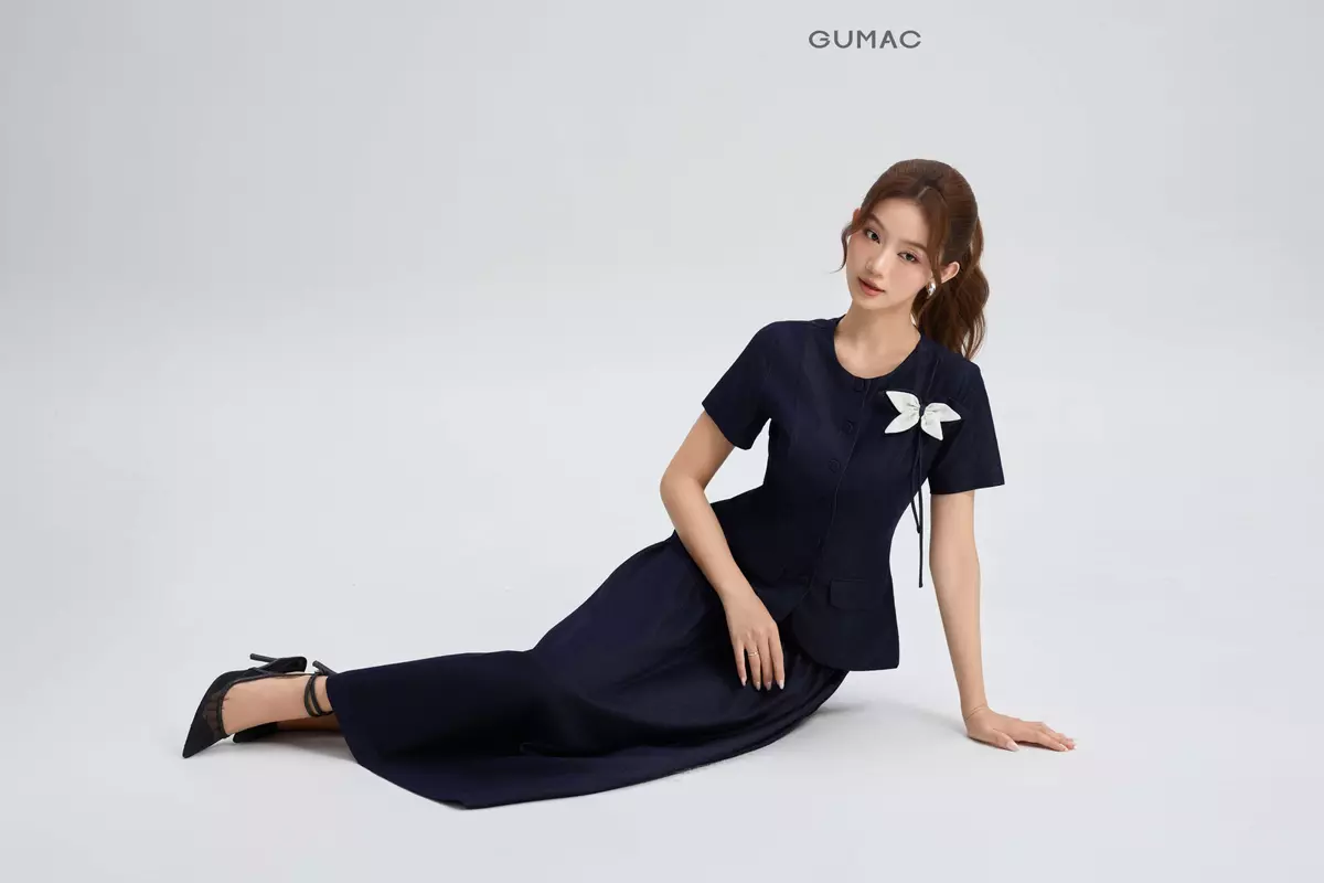 Set lẻ Áo Peplum Nữ GUMAC Xòe Nhẹ AG06036 - Chân Váy Midi Xòe Nhẹ Thanh Lịch Tôn Dáng VG06037