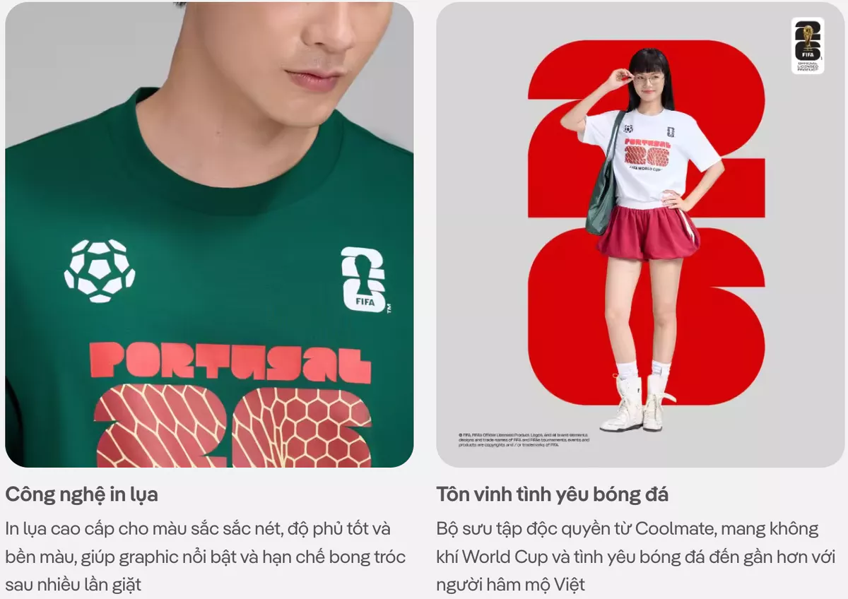BST Áo thun Tshirt nam nữ Cotton Compact World Cup Edition 26, Áo cổ vũ đội tuyển bóng đá quốc gia