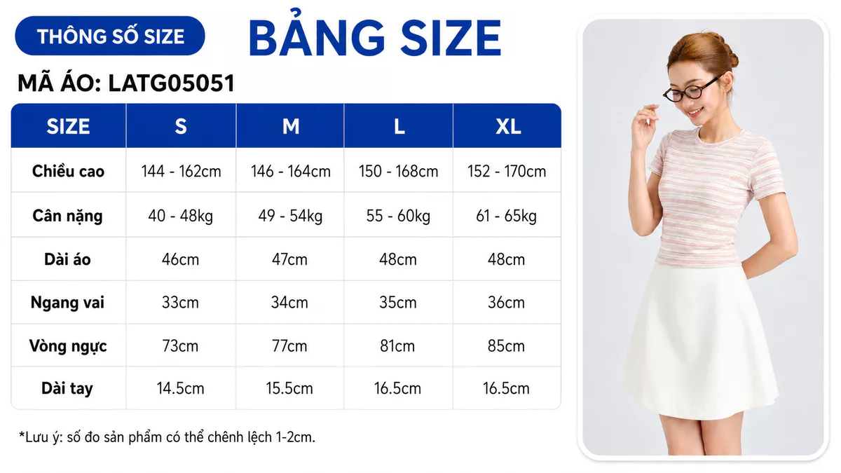 Áo Thun Nữ GUMAC Ôm Slim Cổ Tròn Chất Thun Sọc Mịn Mềm Mát Không Nhăn Co Giãn Thoải Mái LATG05051