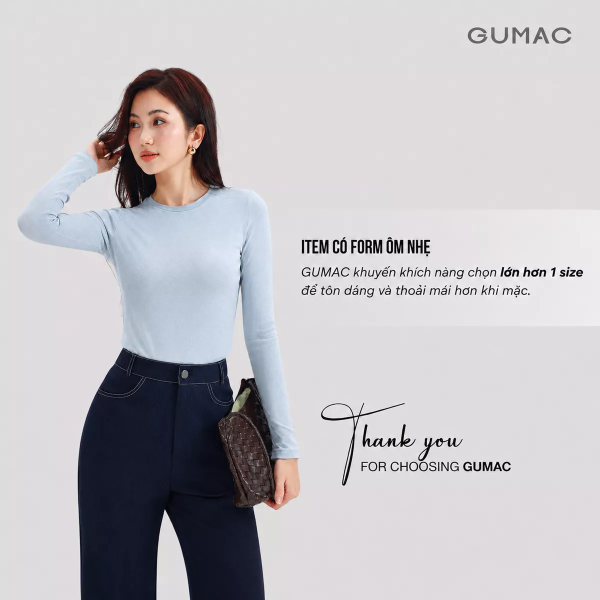 Áo Thun Nữ GUMAC Form Ôm Tay Dài Cổ Tròn Viền Nẹp Tinh Tế Nữ Tính LATG05057