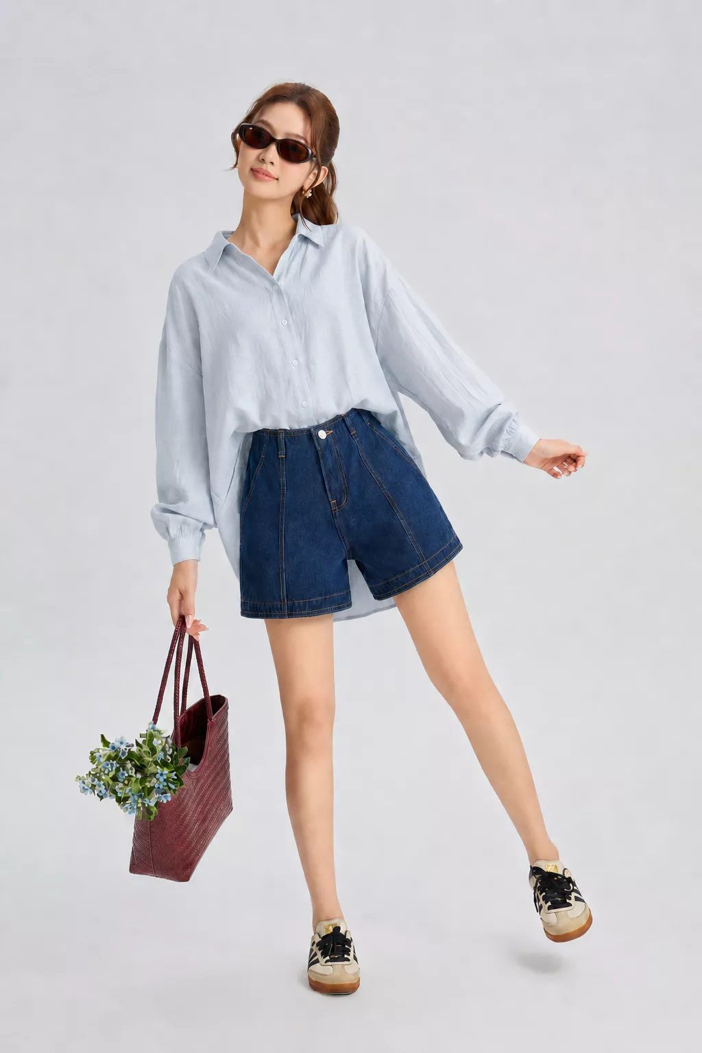 Set lẻ Áo Sơ Mi Nữ Gmorning - GUMAC Form Suông Tay Dài YAG06012 - Quần short A kiểu Gmorning - GUMAC YSHG06013