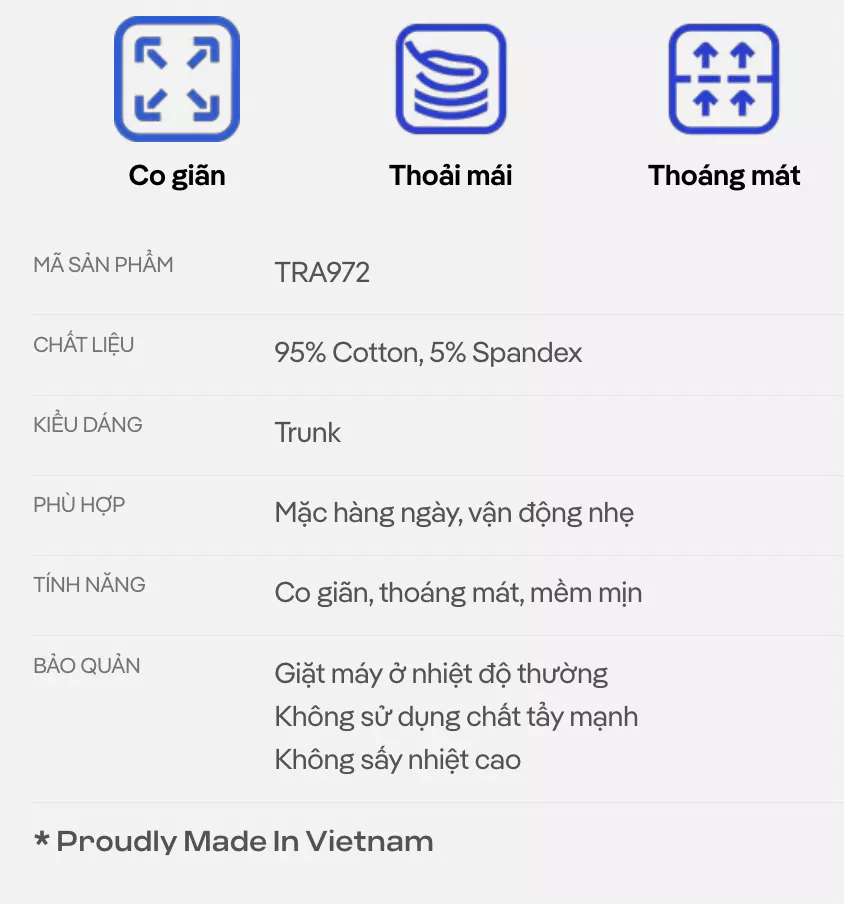 Combo Pack 03 Quần lót nam Trunk Cotton Co Giãn Essentials mềm mại, co giãn, thoáng mát Coolmate