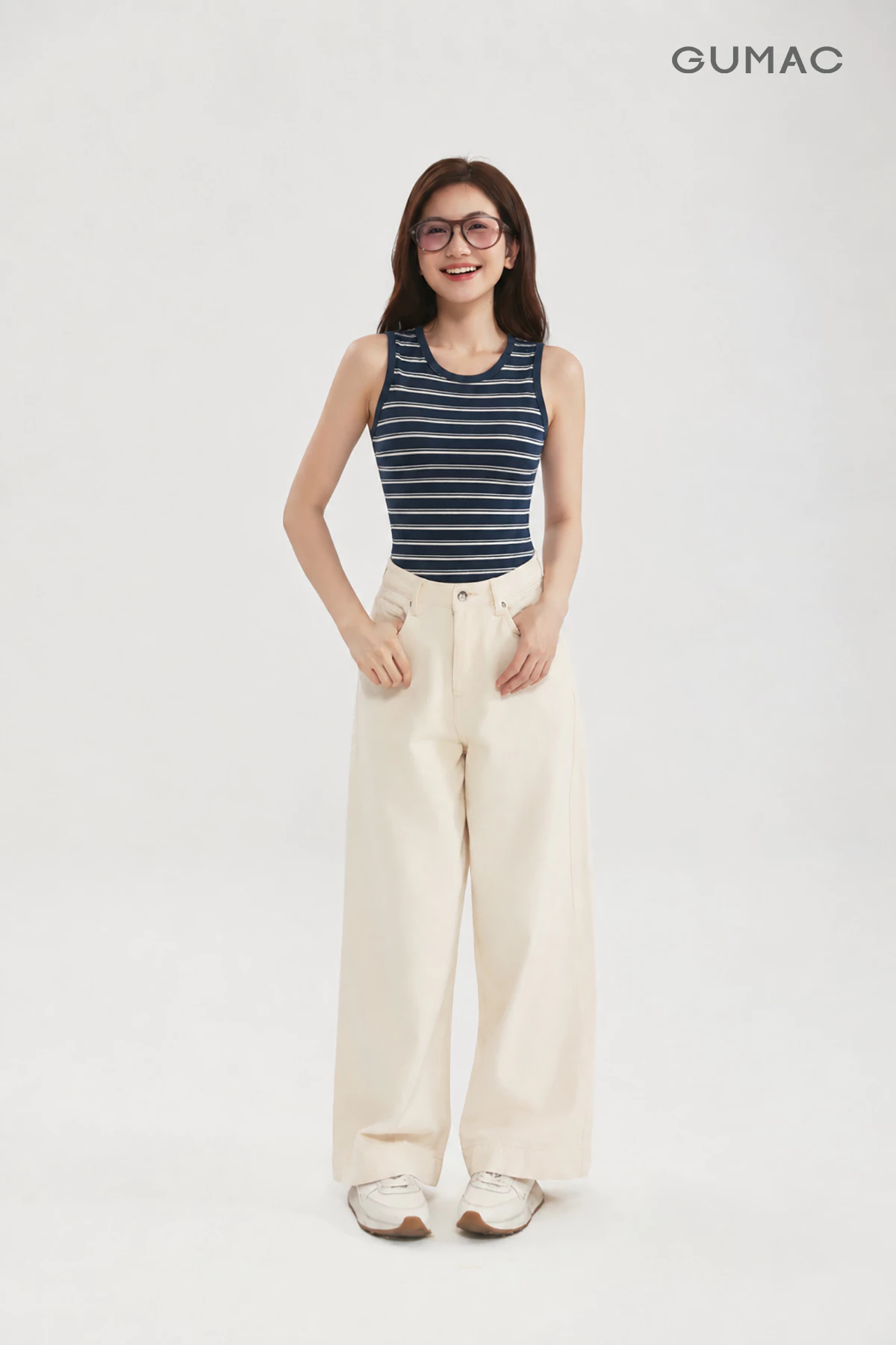Áo Tanktop Nữ GUMAC Slimfit Ôm Cổ Tròn Viền Tệp Tinh Tế Phong Cách Trẻ Trung LATG05049
