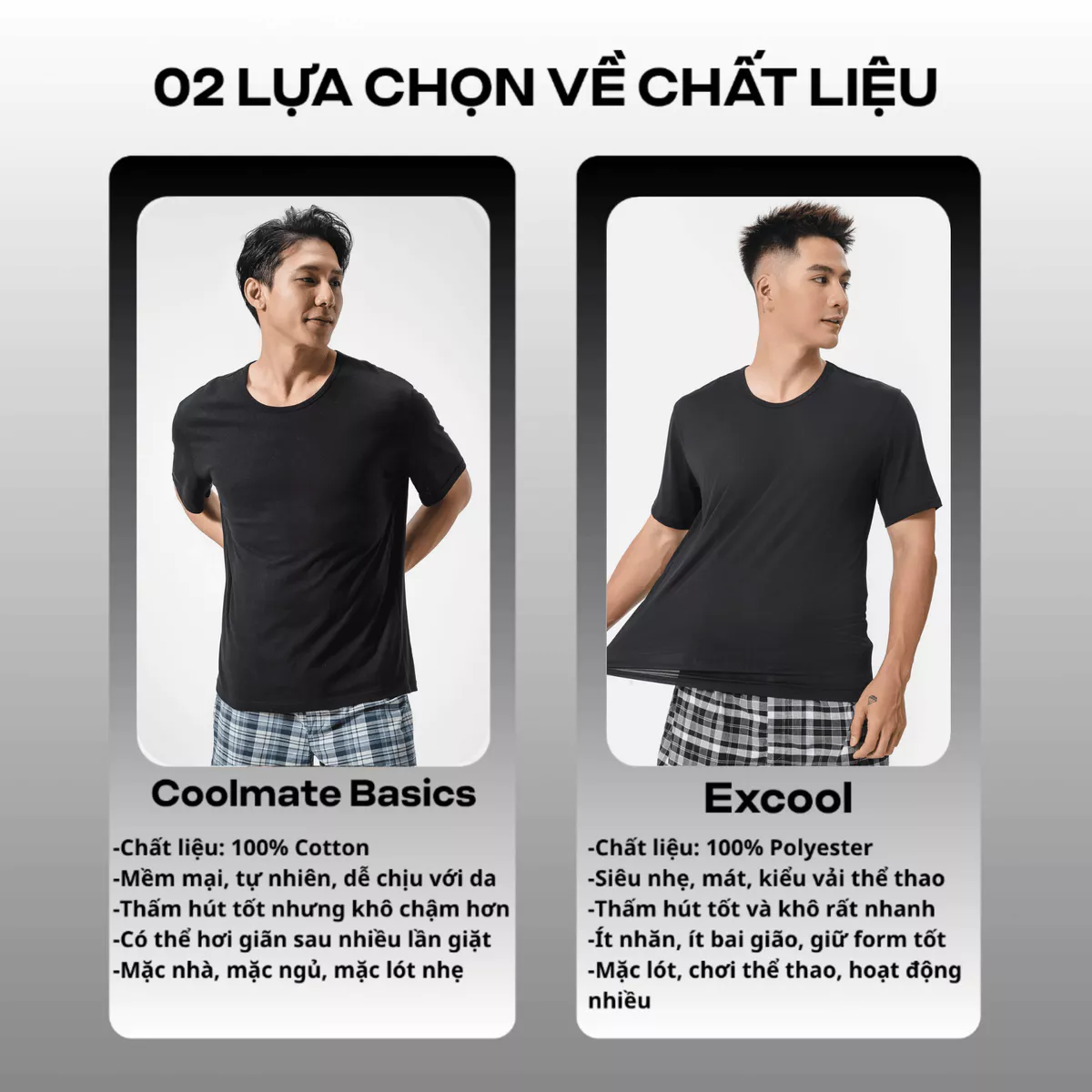 Combo Pack 3 Áo thun mặc trong, mặc nhà mát mẻ, thấm hút Coolmate