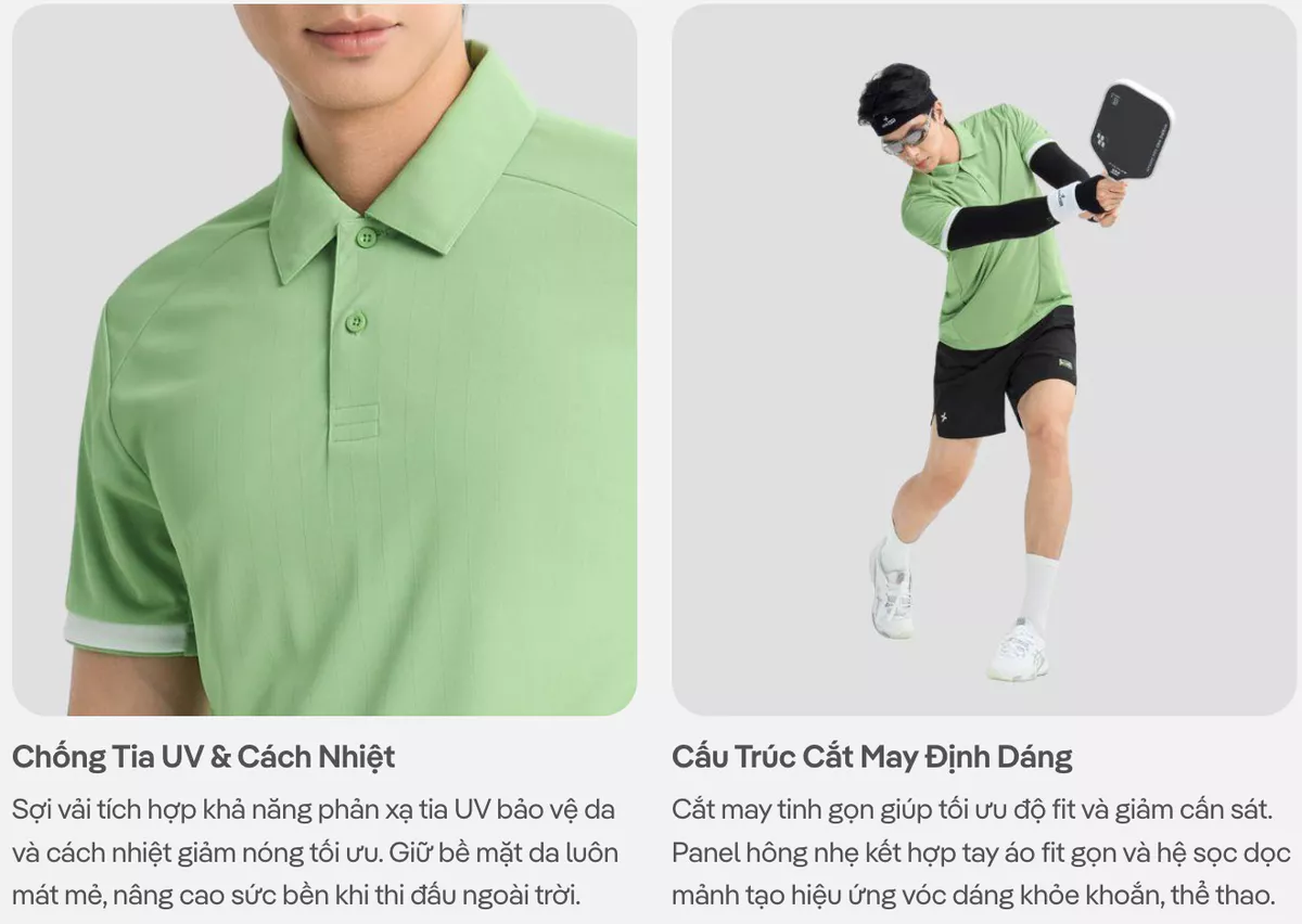 Set thể thao nam Pickleball Áo Polo ZeroMark™ và quần Smash shot 6inch nhanh khô, Thoáng khí, Thấm hút tốt Coolmate