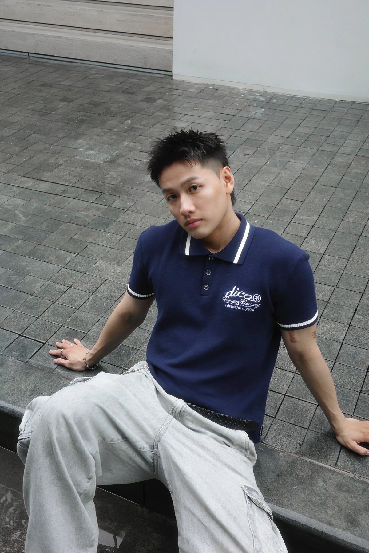 Áo Thun DirtyCoins Knit Polo Premium Garment Navy Blue