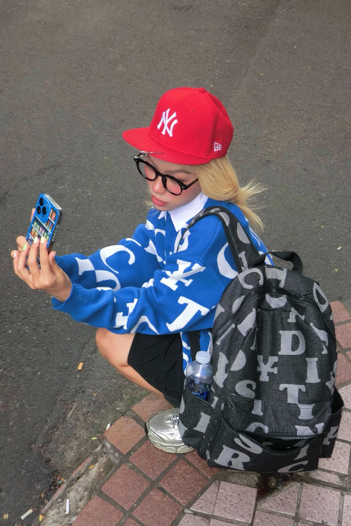 Balo DirtyCoins Letters Monogram Denim Backpack