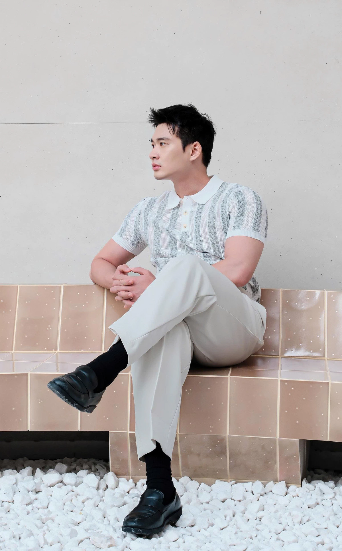 Áo Polo Nam SSSTUTTER Vertical Texture Polo Form Regular Dệt Kim Cao Cấp Sang Trọng