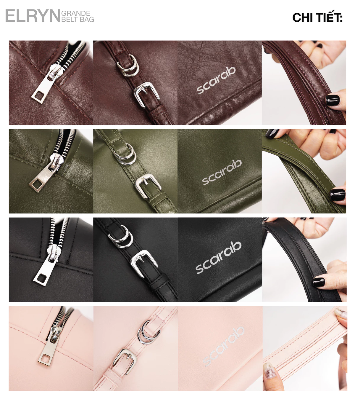 Túi Đeo Vai Form Baguette Da PVC Cao Cấp - Scarab Elryn Belt Grande Bag