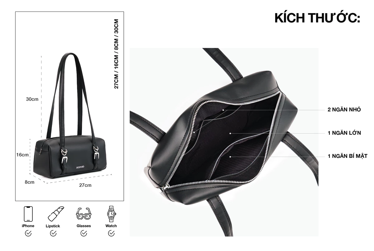 Túi Đeo Vai Form Baguette Da PVC Cao Cấp - Scarab Elryn Belt Grande Bag