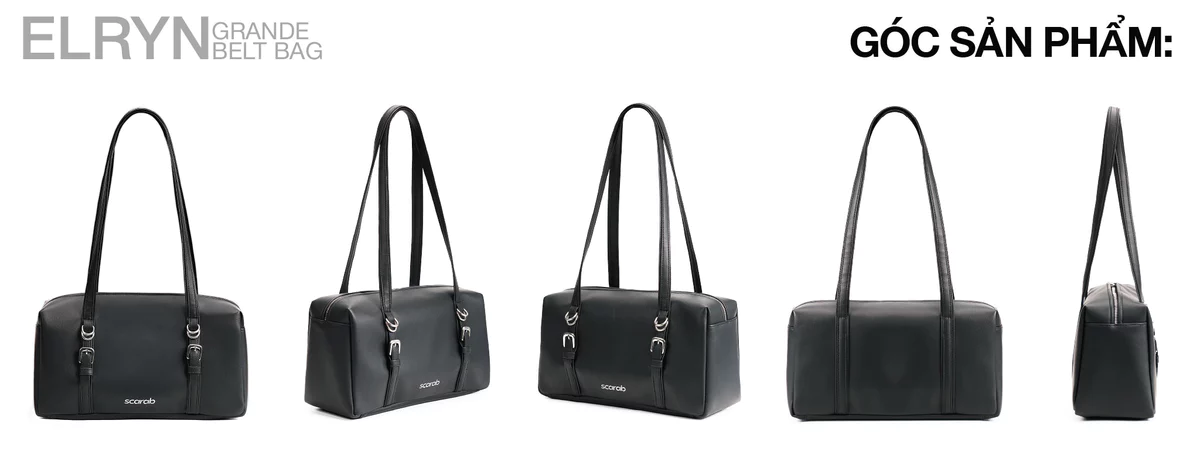 [MUA 1 TẶNG 1] Túi xách đeo vai SCARAB ELRYN BELT VENTI BLACK thời trang nam nữ