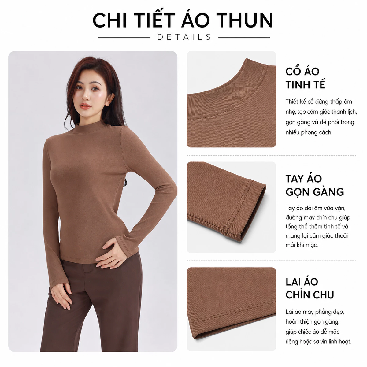 Áo Thun Nữ Dài Tay GUMAC Form Slim Cổ Cao Ôm Vừa Tôn Dáng Chống Nắng LATE0927 - LATG09038