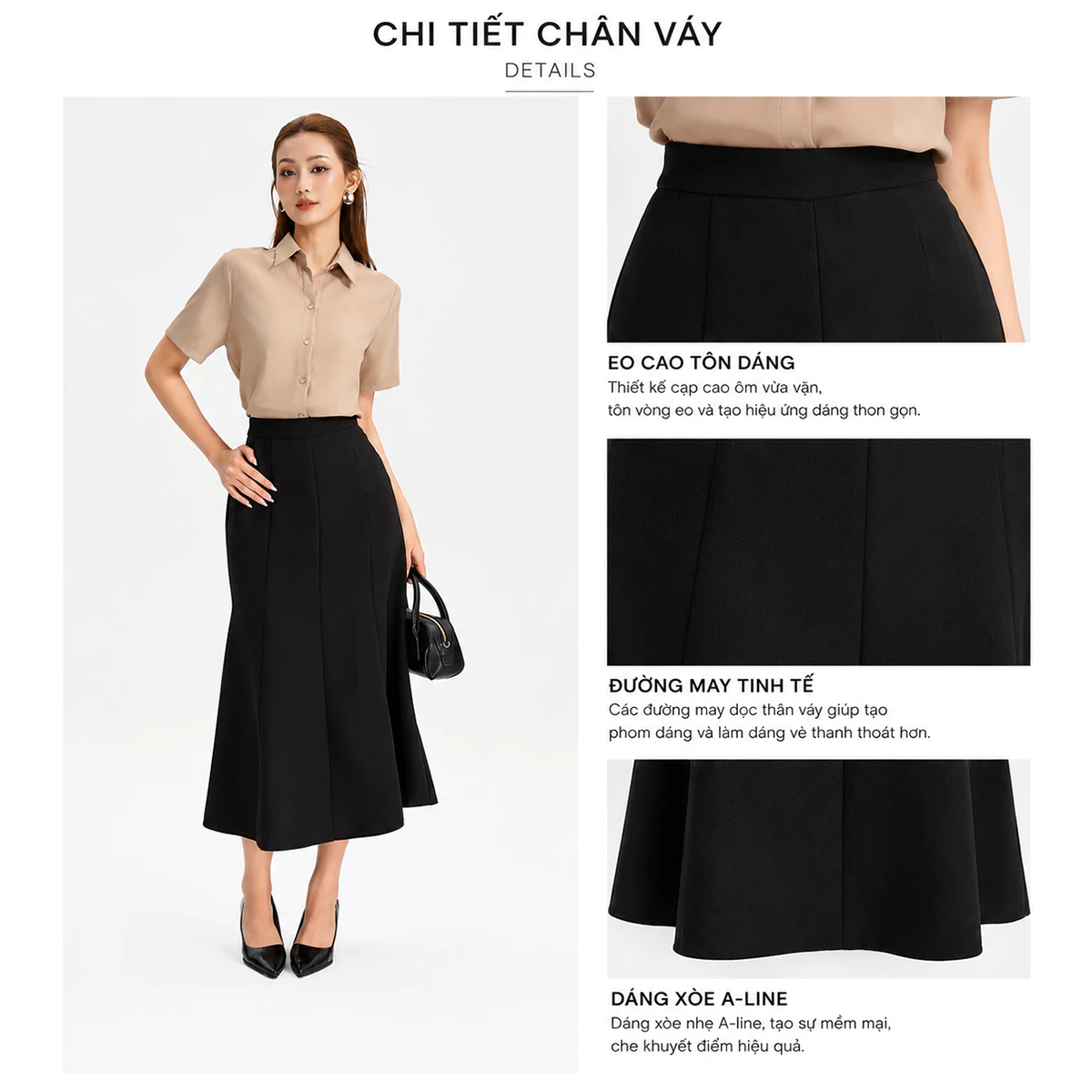[MUA 2 GIẢM 80K] Chân Váy Đuôi Cá Nữ GUMAC Chân Váy Công Sở Dáng Dài Lưng Cao Xòe Nhẹ Nhàng LVF1014 - LVG0406