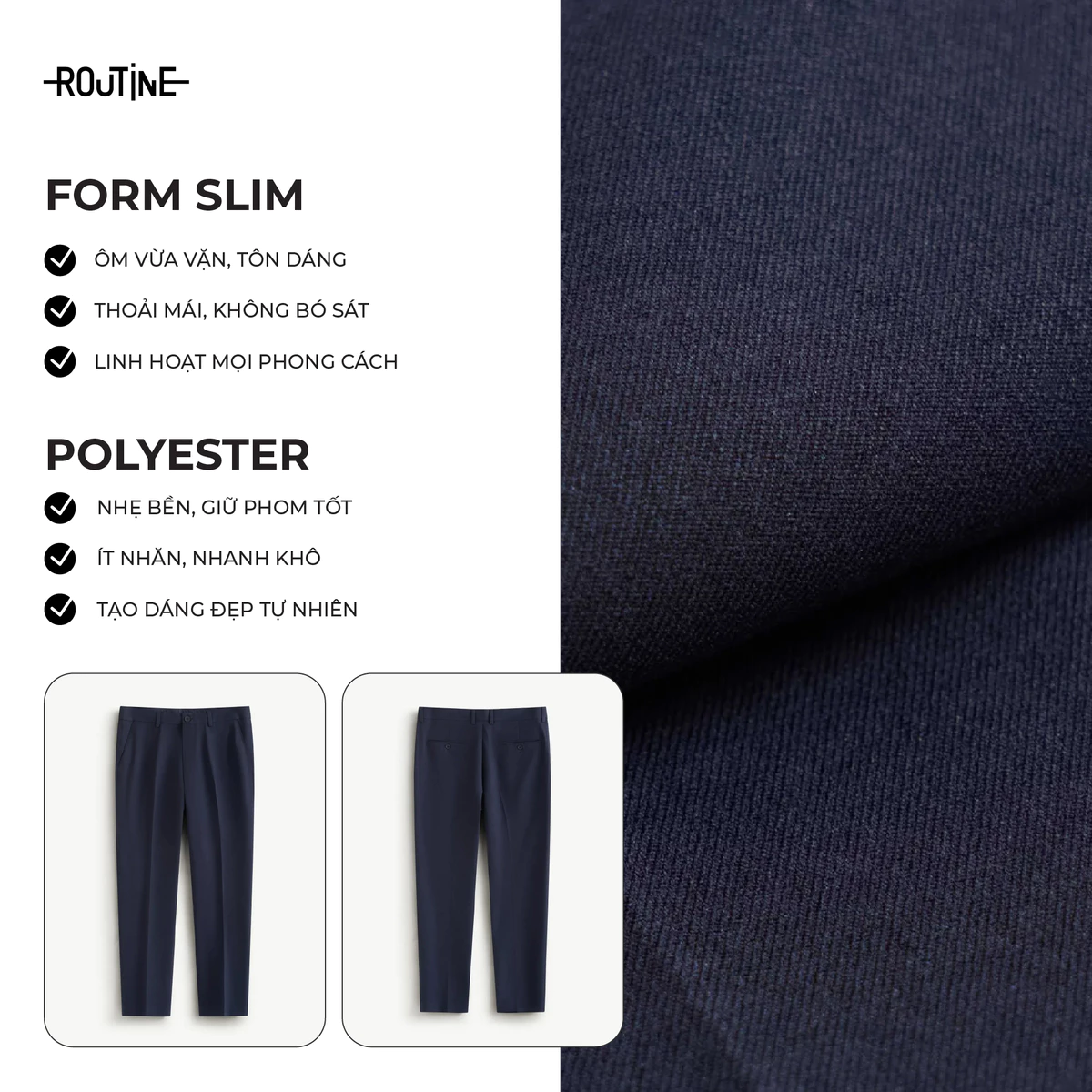 [20.9 TẶNG QUẦN] Quần Tây Dài Nam Form Slim - Routine 10F25PFO020
