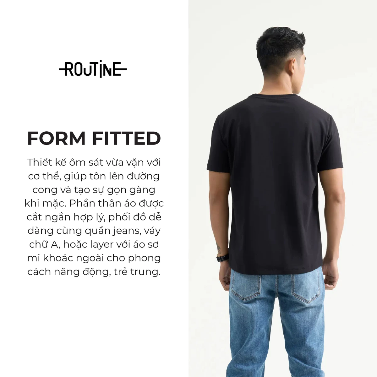 [ĐƠN 699K TẶNG VỚ] Hộp 3 Áo Thun Trơn Tay Ngắn Nam Co Giãn Form Fitted - Routine 10S25TSS103C